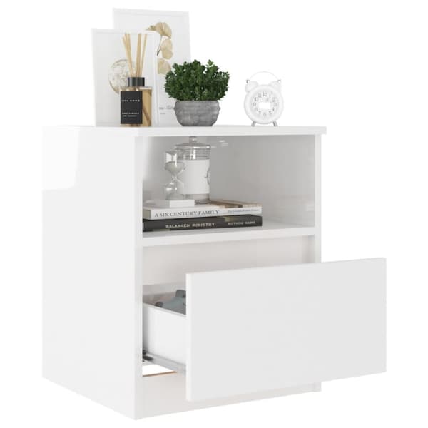 vidaXL Sängbord vit högglans 40x40x50 cm konstruerat trä -  Nattduksbord