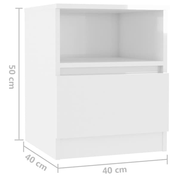 vidaXL Sängbord vit högglans 40x40x50 cm konstruerat trä -  Nattduksbord