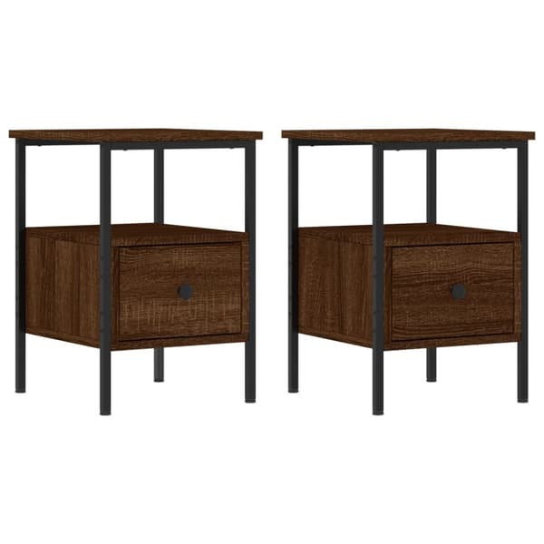 vidaXL sengeborde 2 stk. 34x36x50 cm konstrueret træ brun egetræsfarve -  Natborde