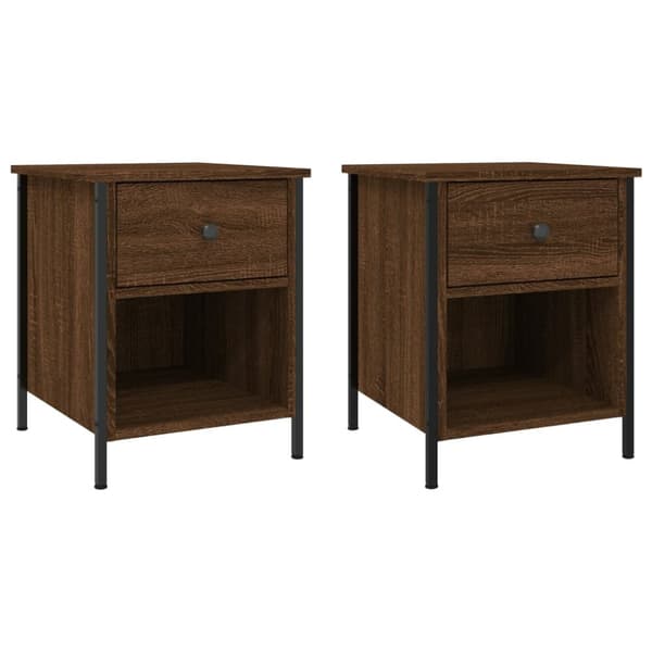 vidaXL sengeborde 2 stk. 40x42x50 cm konstrueret træ brunt egetræ - Natborde