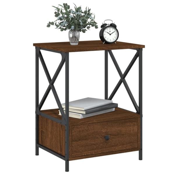 vidaXL sengeborde 2 stk. 50x41x65 cm konstrueret træ brun egetræsfarve -  Natborde