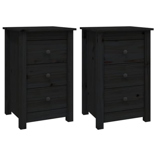 vidaXL Sängbord 2 st svart 40x35x61,5 cm massiv furu - Nattduksbord