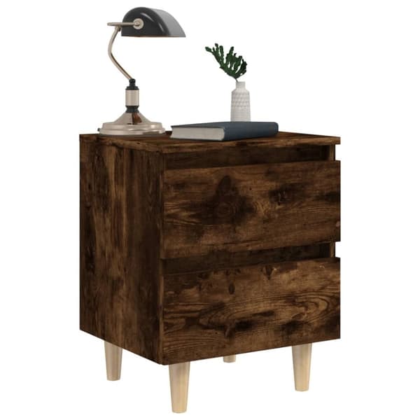 vidaXL Sängbord med ben i massivt trä 2 st rökfärgad ek 40x35x50 cm - Nattduksbord