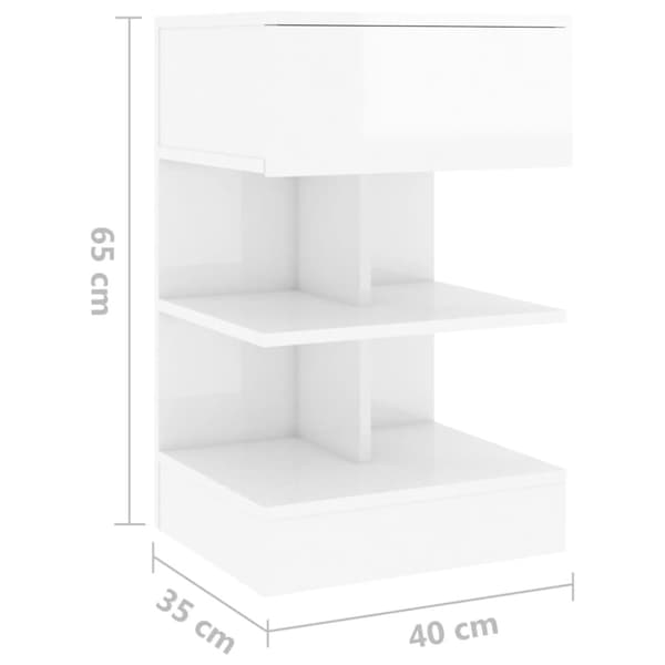 vidaXL Sängbord 2 st vit högglans 40x35x65 cm - Nattduksbord