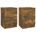 Miniatyrbillede 3 af 9: vidaXL sengeborde 2 stk. 38x35x56 cm konstrueret træ røget egetræ -  Natborde