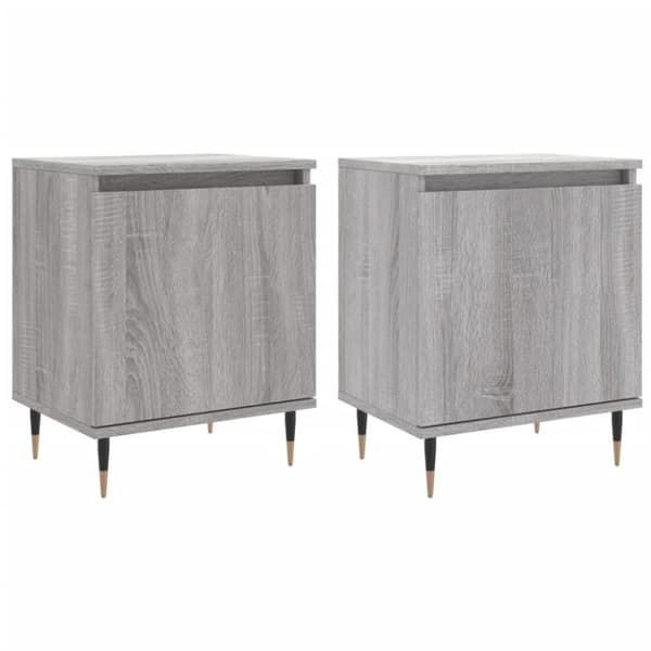 vidaXL sengeborde 2 stk. 40x30x50 cm konstrueret træ grå sonoma-eg - Natborde