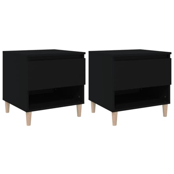vidaXL sengeborde 2 stk. 50x46x50 cm konstrueret træ sort - Natborde