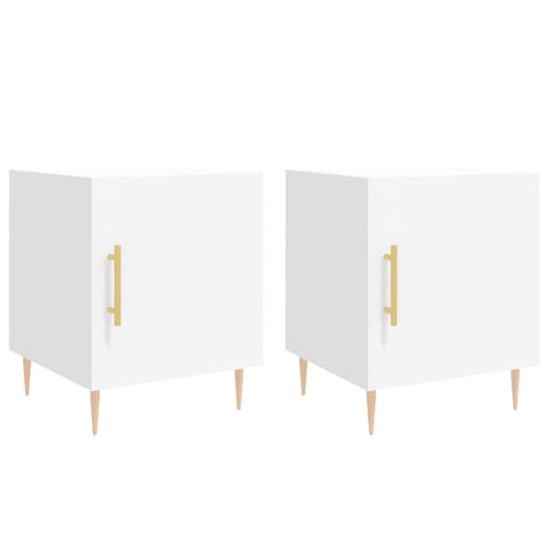 vidaXL sengeborde 2 stk. 40x40x50 cm konstrueret træ hvid - Natborde