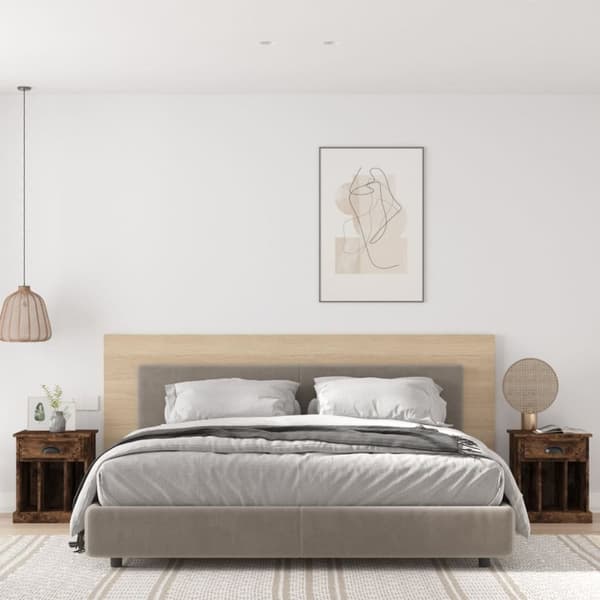 vidaXL sengeborde 2 stk. 43x36x50 cm røget egetræsfarve -  Natborde