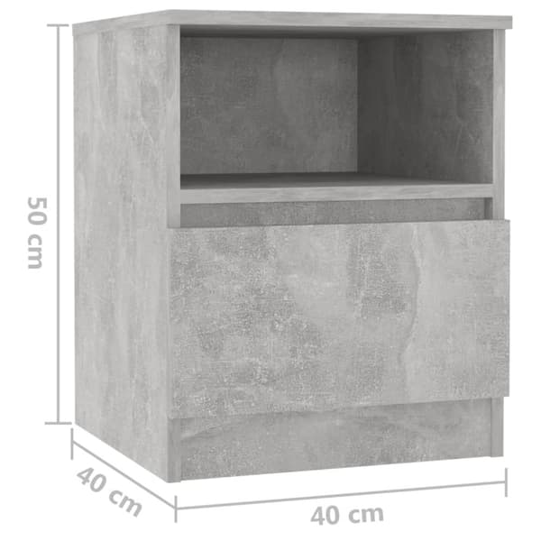 vidaXL sengeskab 2 stk. 40x40x50 cm konstrueret træ betongrå -  Natborde