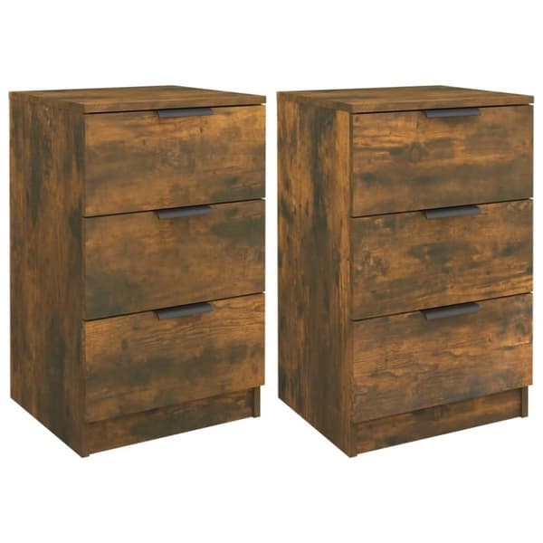 vidaXL sengeborde 2 stk. 40x36x65 cm røget egetræsfarve -  Natborde
