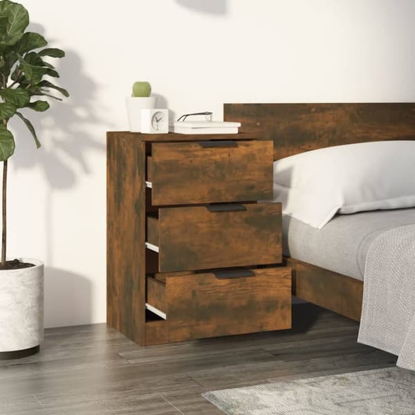 vidaXL sengeborde 2 stk. 40x36x65 cm røget egetræsfarve -  Natborde