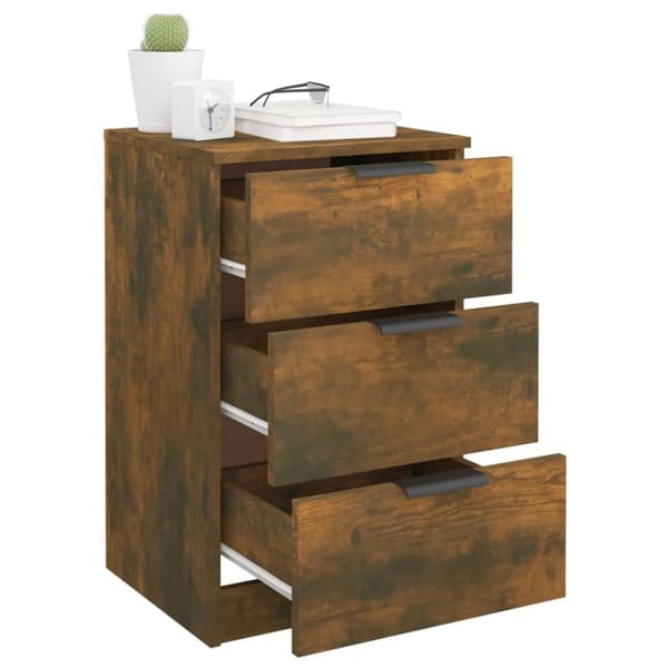vidaXL sengeborde 2 stk. 40x36x65 cm røget egetræsfarve -  Natborde