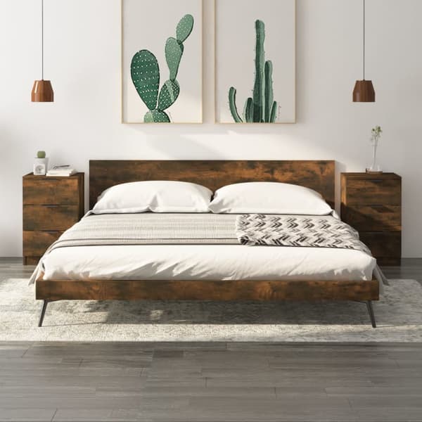 vidaXL sengeborde 2 stk. 40x36x65 cm røget egetræsfarve -  Natborde