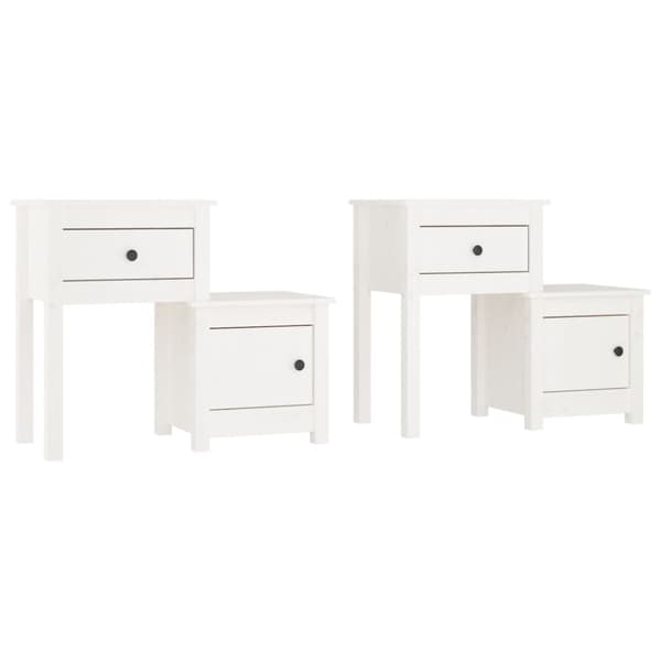 vidaXL sengeborde 2 stk. 79,5x38x65,5 cm massivt fyrretræ hvid - Natborde