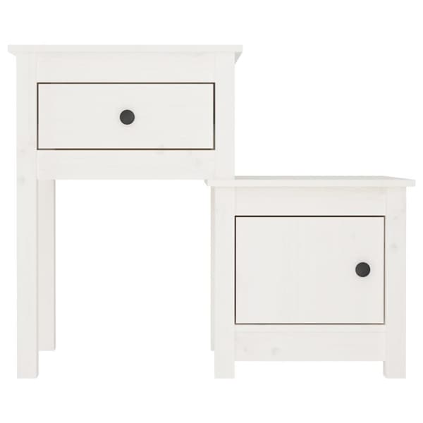 vidaXL sengeborde 2 stk. 79,5x38x65,5 cm massivt fyrretræ hvid -  Natborde