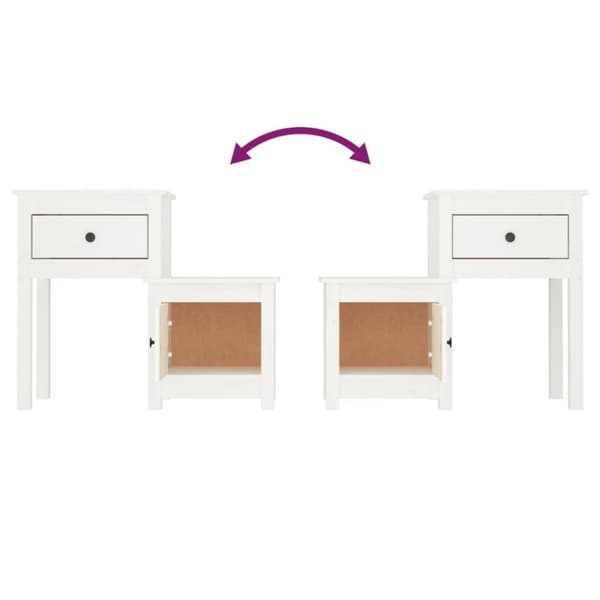 vidaXL sengeborde 2 stk. 79,5x38x65,5 cm massivt fyrretræ hvid - Natborde