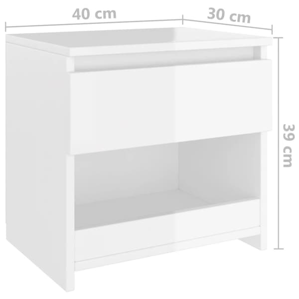 vidaXL sengebord 40x30x39 cm spånplade hvid højglans - Natborde
