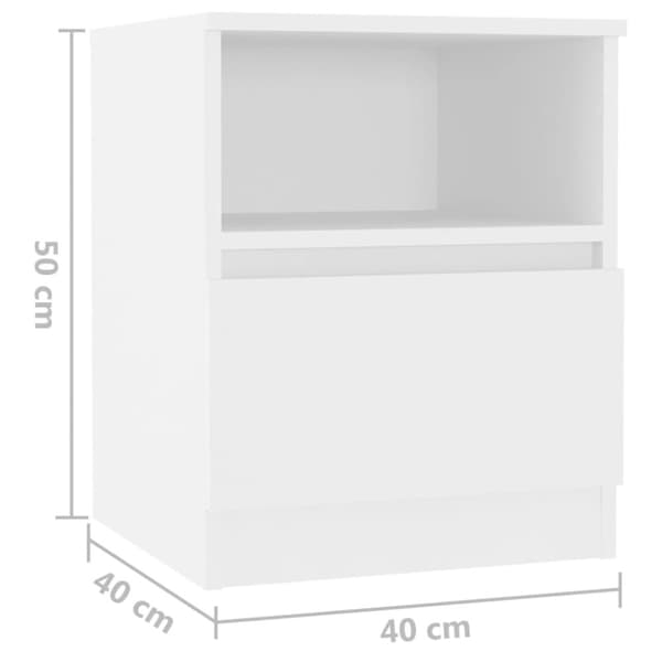 vidaXL sengeborde 2 stk. 40x40x50 cm konstrueret træ hvid - Natborde