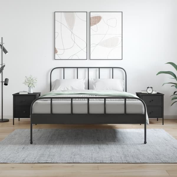 vidaXL sengeborde 2 stk. 40x42x50 cm konstrueret træ sort -  Natborde