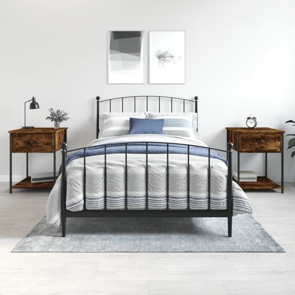 vidaXL sengeborde 2 stk. 44x45x58 cm røget egetræsfarve -  Natborde