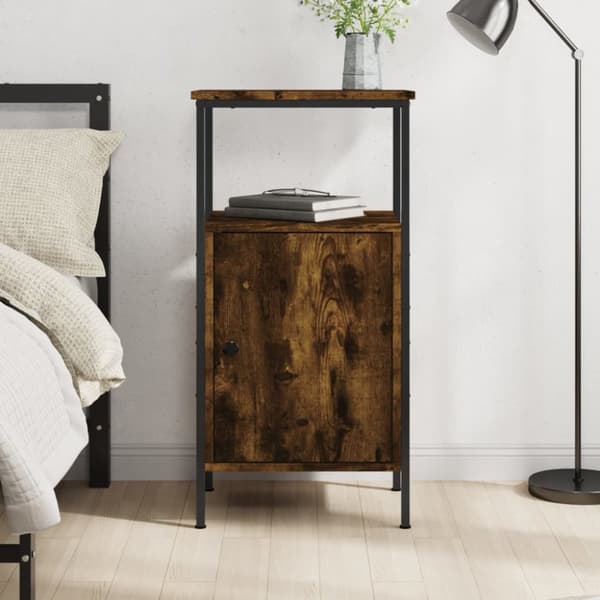 vidaXL sengebord 41x31x80 cm konstrueret træ røget egetræsfarve -  Natborde
