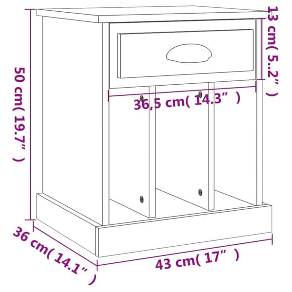 vidaXL sengebord 43x36x50 cm sort - Natborde