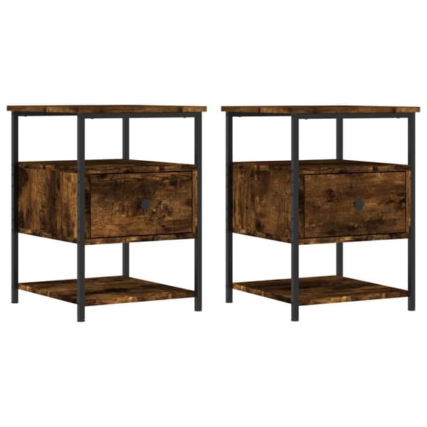 vidaXL sengeborde 2 stk. 40x42x56 cm konstrueret træ røget egetræ - Natborde