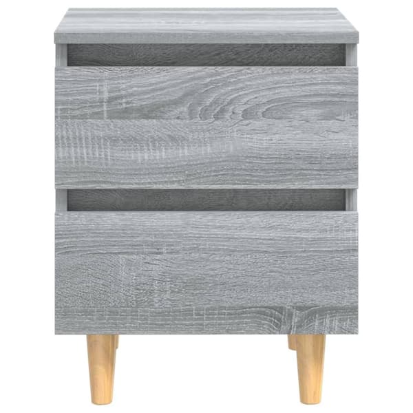vidaXL Yöpöydät täyspuujaloilla 2 kpl harmaa Sonoma 40x35x50 cm - Yöpöydät