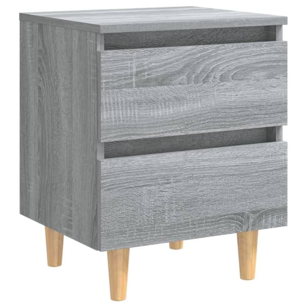 vidaXL Yöpöydät täyspuujaloilla 2 kpl harmaa Sonoma 40x35x50 cm - Yöpöydät