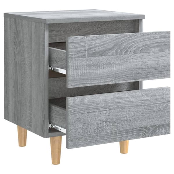 vidaXL Yöpöydät täyspuujaloilla 2 kpl harmaa Sonoma 40x35x50 cm - Yöpöydät