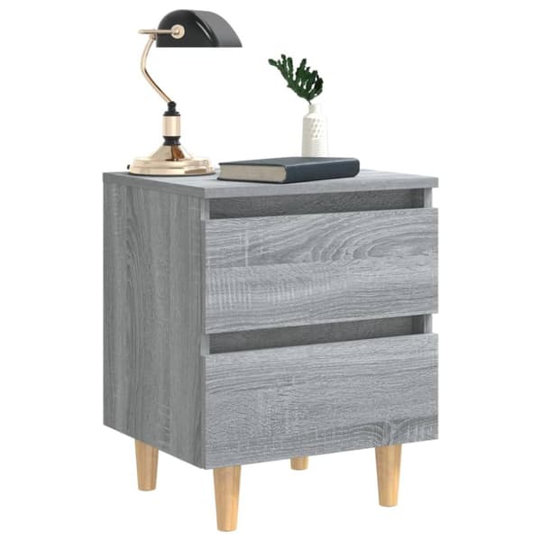 vidaXL Yöpöydät täyspuujaloilla 2 kpl harmaa Sonoma 40x35x50 cm - Yöpöydät