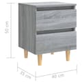 Pikkukuva 10 / 11: vidaXL Yöpöydät täyspuujaloilla 2 kpl harmaa Sonoma 40x35x50 cm -  Yöpöydät