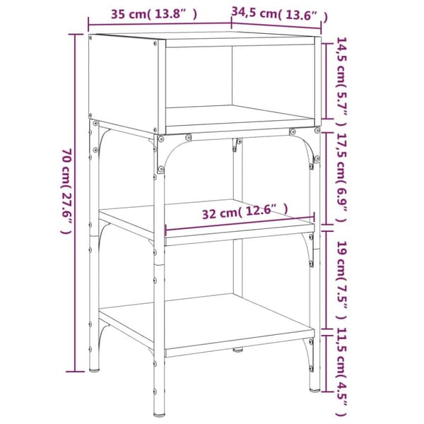 vidaXL Sängbord 2 st rökfärgad ek 35x34,5x70 cm konstruerat trä - Nattduksbord