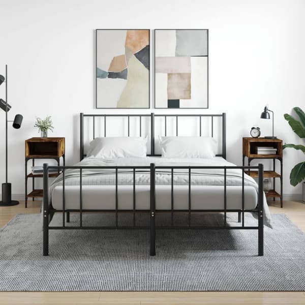 vidaXL Sängbord 2 st rökfärgad ek 35x34,5x70 cm konstruerat trä - Nattduksbord