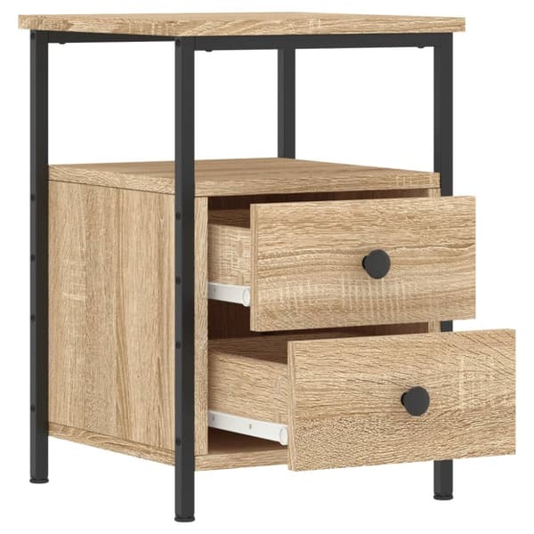 vidaXL sengeborde 2 stk. 34x35,5x50 cm konstrueret træ sonoma-eg -  Natborde