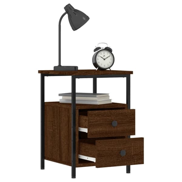 vidaXL Sängbord rökfärgad ek 34x35,5x50 cm konstruerat trä - Nattduksbord