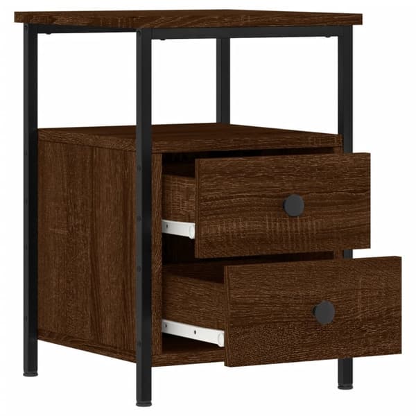 vidaXL Sängbord rökfärgad ek 34x35,5x50 cm konstruerat trä - Nattduksbord