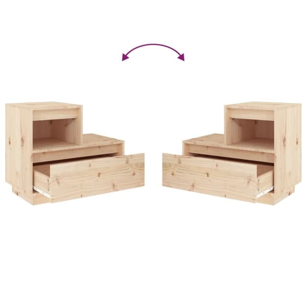 vidaXL sengebord 60x34x51 cm massivt fyrretræ -  Natborde
