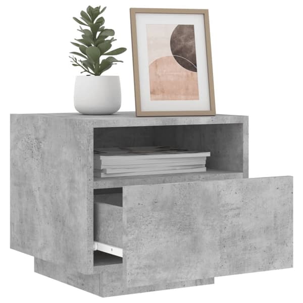 vidaXL sengeborde 2 stk. med LED-lys 40x39x37 cm betongrå -  Natborde