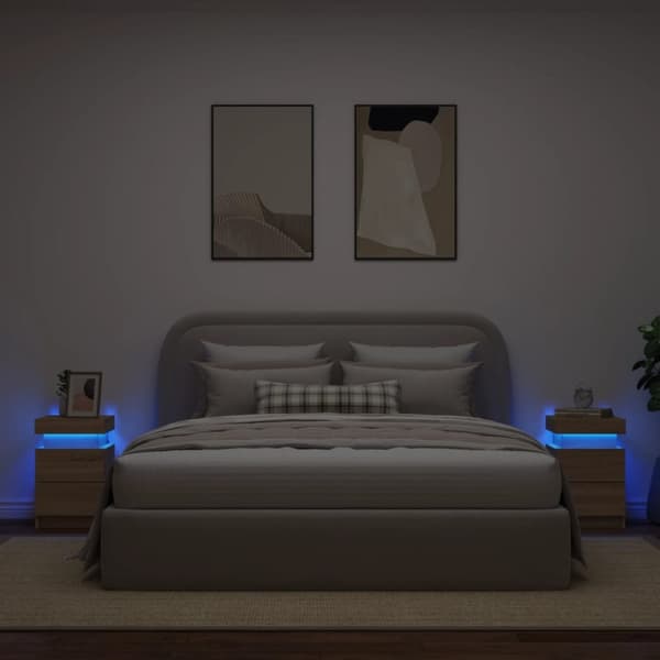 vidaXL Sängbord med LED-lampor 2 st sonoma-ek 35x39x55 cm - Nattduksbord