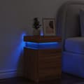 Miniatyrbild 5 av 11: vidaXL Sängbord med LED-lampor brun ek 35x39x55 cm -  Nattduksbord
