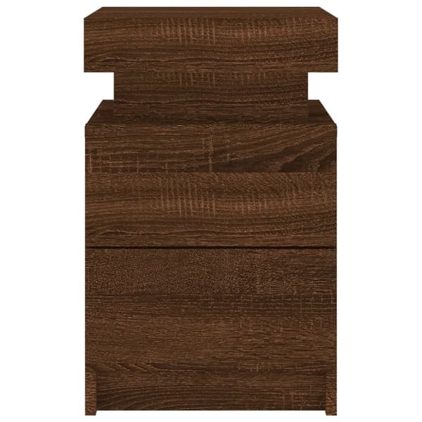 vidaXL Sängbord med LED-lampor brun ek 35x39x55 cm - Nattduksbord