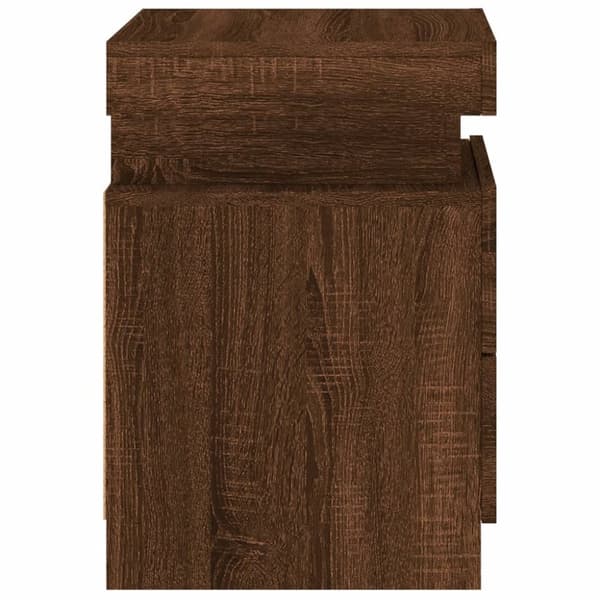 vidaXL Sängbord med LED-lampor brun ek 35x39x55 cm -  Nattduksbord