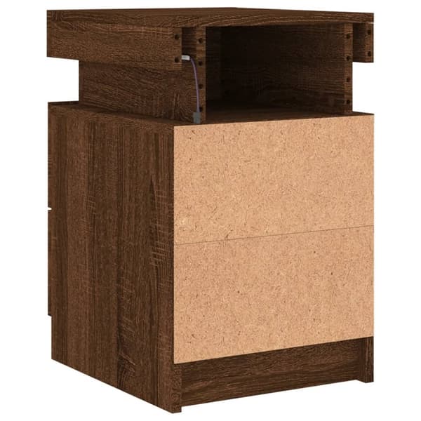 vidaXL Sängbord med LED-lampor brun ek 35x39x55 cm - Nattduksbord