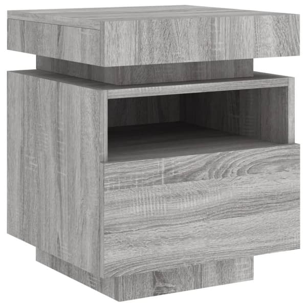 vidaXL Yöpöytä LED-valoilla harmaa Sonoma 40x39x48,5 cm - Yöpöydät