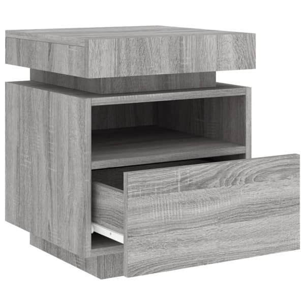 vidaXL Yöpöytä LED-valoilla harmaa Sonoma 40x39x48,5 cm - Yöpöydät