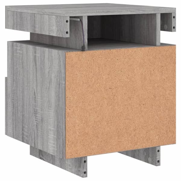 vidaXL Yöpöytä LED-valoilla harmaa Sonoma 40x39x48,5 cm - Yöpöydät