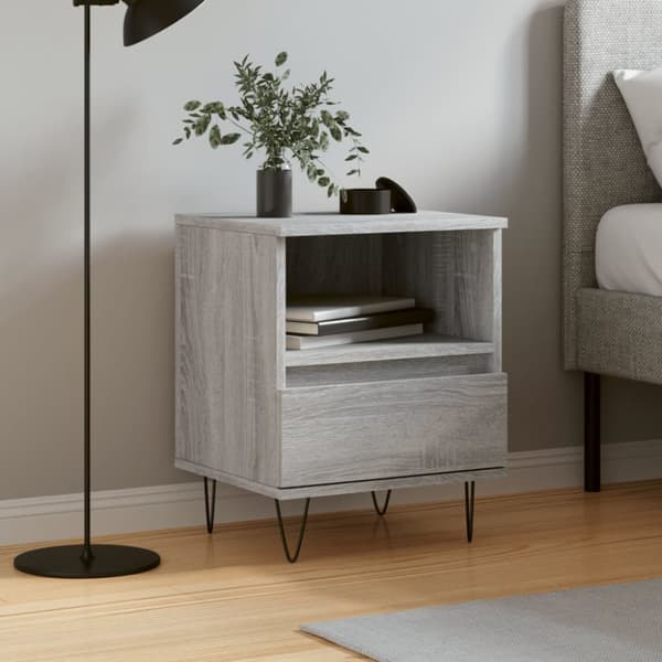 vidaXL sengebord 40x35x50 cm konstrueret træ grå sonoma-eg -  Natborde