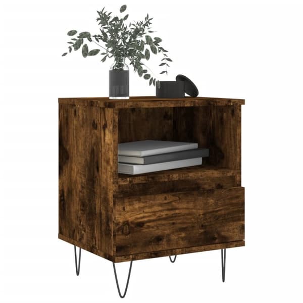 vidaXL Sängbord rökfärgad ek 40x35x50 cm konstruerat trä -  Nattduksbord